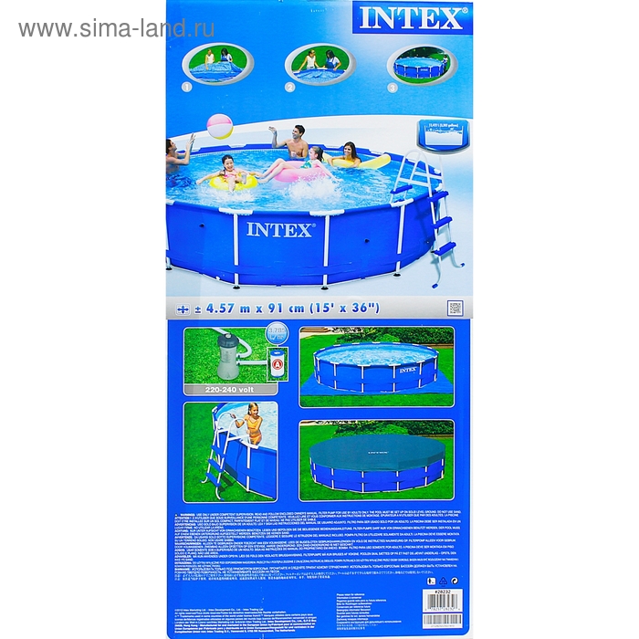 Бассейн каркасный круглый 457 х 91 см, насос с фильтром 220V, лестница, тент, подстилка, картридж А, 28232 - Фото 1