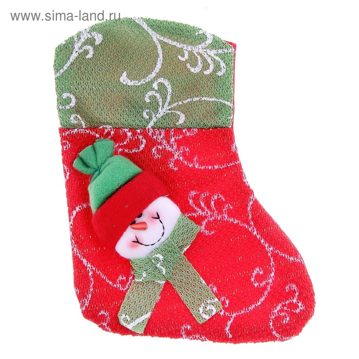 носок для подарков 20*14 см снеговик в шарфике - Фото 1
