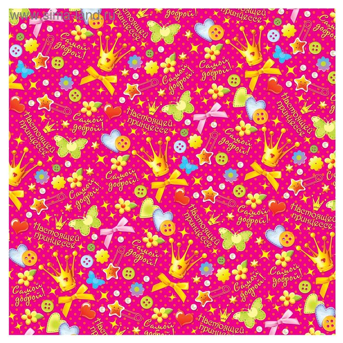 Бумага упаковочная глянцевая "Принцессе" - Фото 1