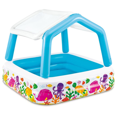 Бассейн надувной «Домик», с навесом, 157 х 157 х 122 см, от 2 лет