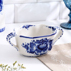 Бульонница с ручками «Ивушка», H=7 см, 0.35 л, фарфор, гжель - Фото 2