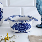 Бульонница с ручками «Рябинушка» H=7 см, 0.45 л, фарфор, гжель - Фото 1