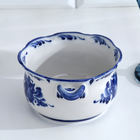 Бульонница с ручками «Рябинушка» H=7 см, 0.45 л, фарфор, гжель - Фото 3