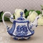 Кофейник фарфоровый «Цветы», h=16 см, гжель - Фото 1