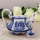 Кофейник фарфоровый «Цветы», h=16 см, гжель - Фото 2