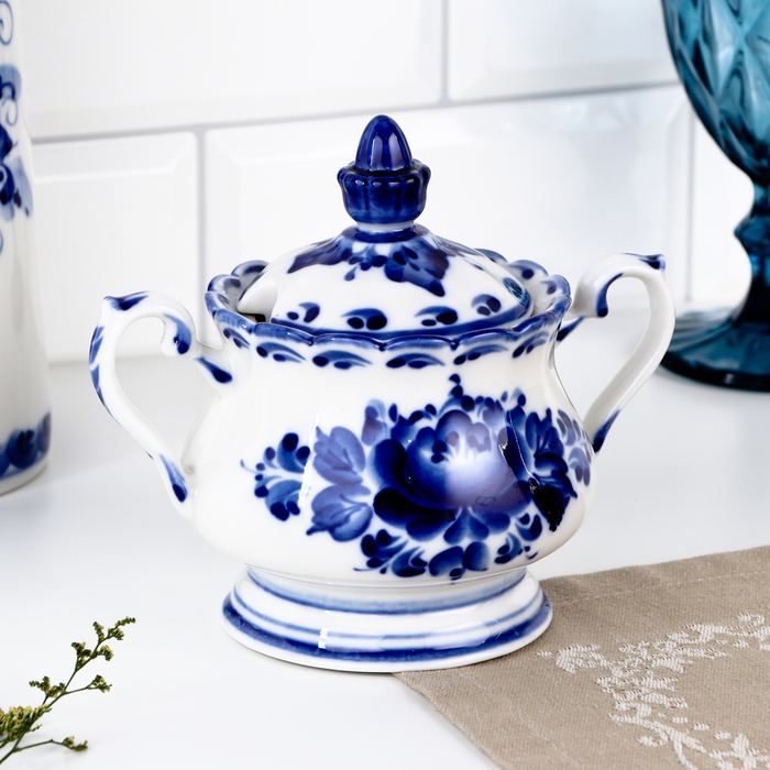Сахарница фарфор гжель «Елена», 13×10×16 см - Фото 1