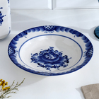 Тарелка глубокая фарфоровая «Цветы», d=20 см, h=4 см, гжель - Фото 1