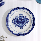 Тарелка плоская «Цветы», d=24 см, H=2 см, гжель, фарфор - Фото 3