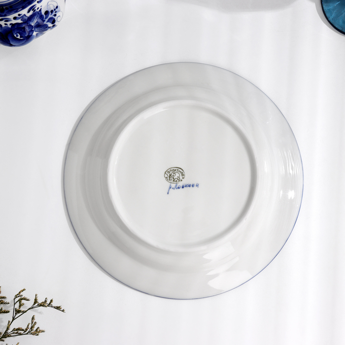 Тарелка плоская «Цветы», d=24 см, H=2 см, гжель, фарфор - фото 114079357 Тарелка плоская «Цветы», d=24 см, H=2 см, гжель, фарфор - фото 114079357