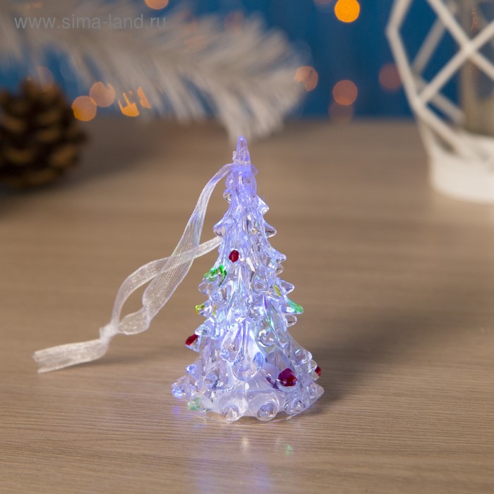 Игрушка световая "Ёлочка" (батарейки в комплекте) 8 см, 1 LED, RGB, прозрачная - Фото 1