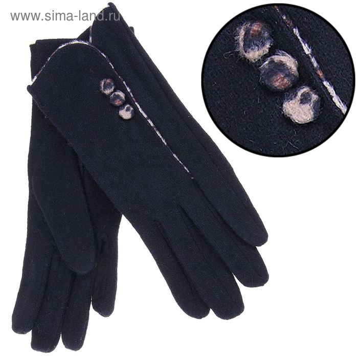 Перчатки женские "Леди" с 3 поговицами, безразмерные, длина-23см, черные - Фото 1