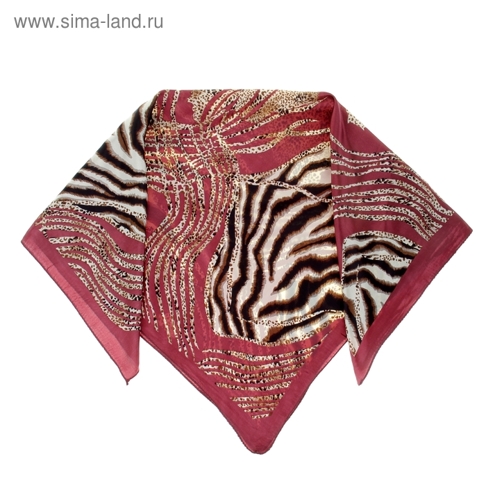 Платок женский "Сафари", размер 90х90 см, цвет бордовый/коричневый - Фото 1