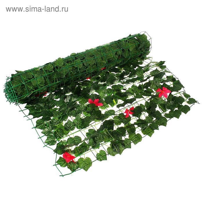 Изгородь декоративная, 100 × 300 см, «Листья и гибискус» - Фото 1