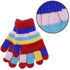 Перчатки детские "Полоски" с шерстяным подкладом, цвета МИКС - Фото 1