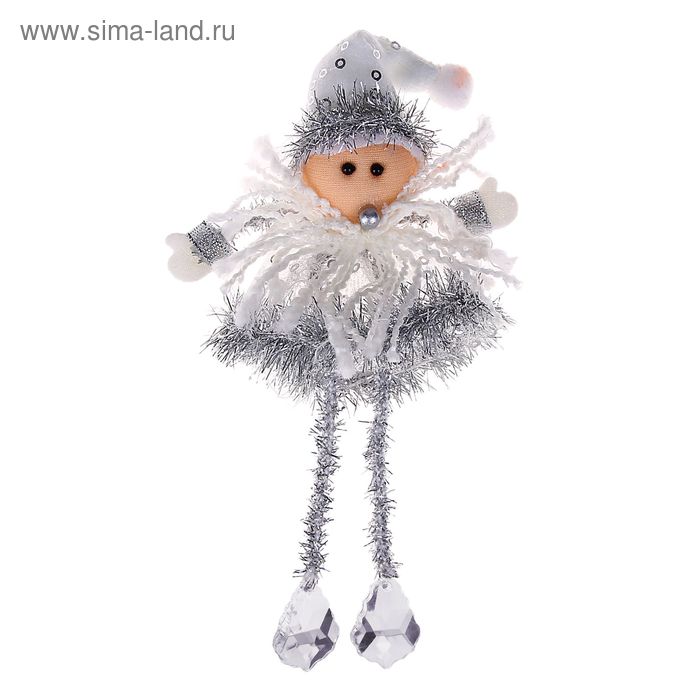 мягкая платьице серебро 14 см ножки кристаллики дед мороз - Фото 1