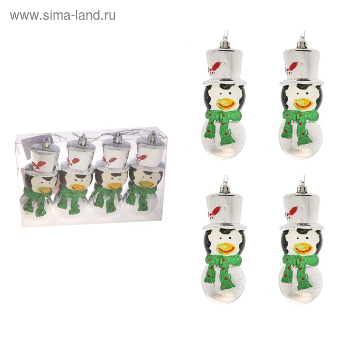 Украшение ёлочное "Пингвин в шарфике" (набор 4 шт) 11 см - Фото 1