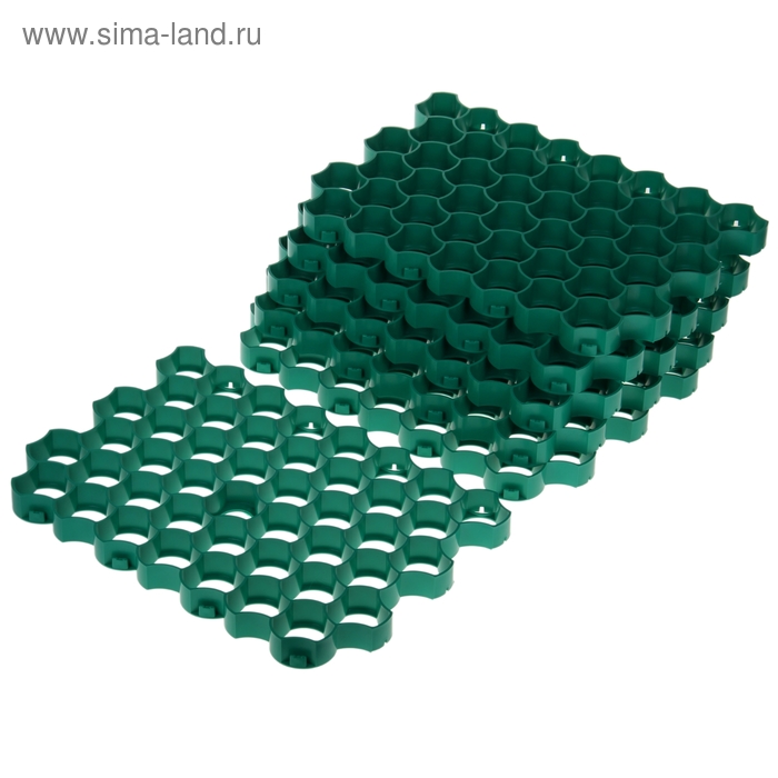 Решётка газонная, 54.5 × 35 см, пластик, набор 6 шт., зелёная - Фото 1