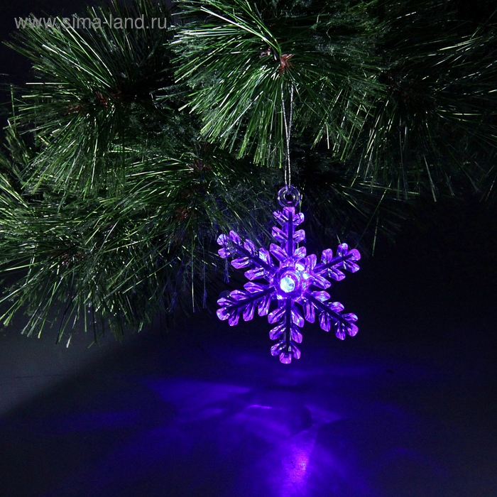 Игрушка световая "Снежинка" (батарейки в комплекте), d=8 см, 1 LED, RGB - Фото 1