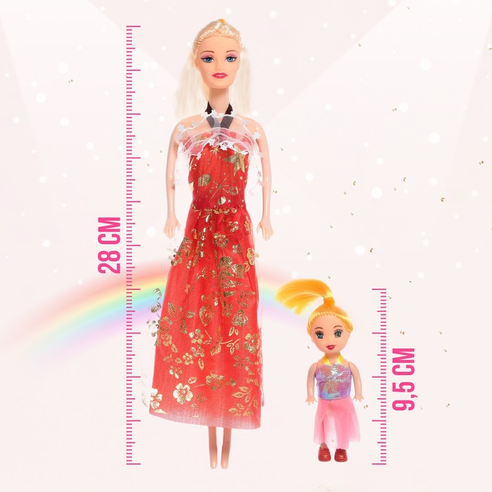 Кукла-модель «Рита» с малышкой, с набором платьев, МИКС 48903