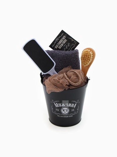 Набор подарочный «Этель. Мужчина №1», полотенце, мочалка, щётка