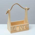 Кашпо деревянное 25×14×29(11) см "Love", ручка канат - фото 53009302