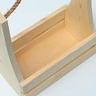 Кашпо деревянное 25×13,5×29(9) см, ручка канат, с прорезью - Фото 3
