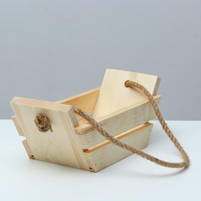 Кашпо деревянное 27×11×11 см "Лодочка", ручка канат, с прорезью