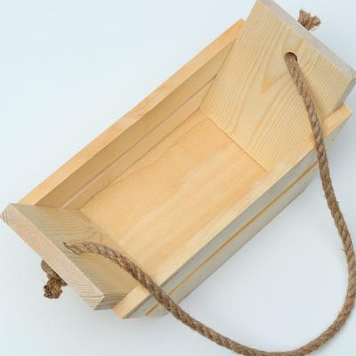Кашпо деревянное 27×11×11 см "Лодочка", ручка канат, с прорезью