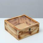 Подарочный ящик 25×25×11 см деревянный, крышка оргстекло 3 мм, обжиг - фото 24685151
