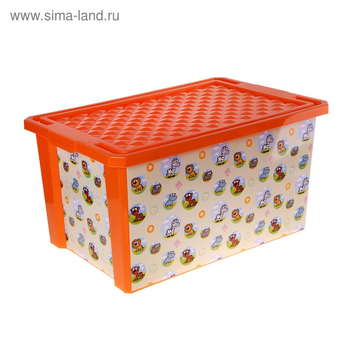Ящик для игрушек 57 л X-BOX Africa на колесах, с крышкой, цвет оранжевый - Фото 1