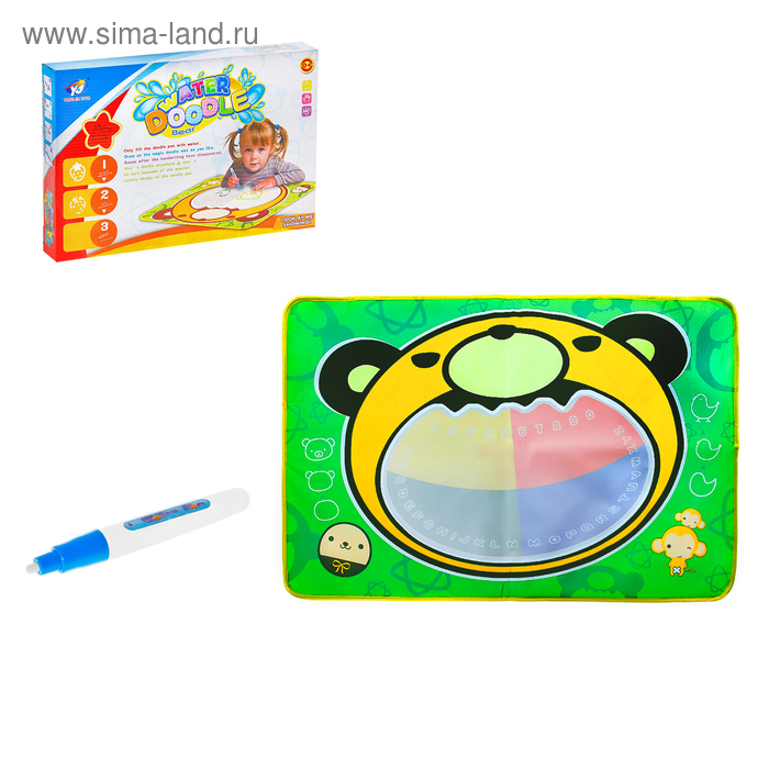 Коврик для рисования водой «Медвежонок», с маркером - Фото 1