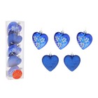 Украшение ёлочное "Сердечки - цветенье и блеск" (набор 5 шт) 6 см микс - Фото 3