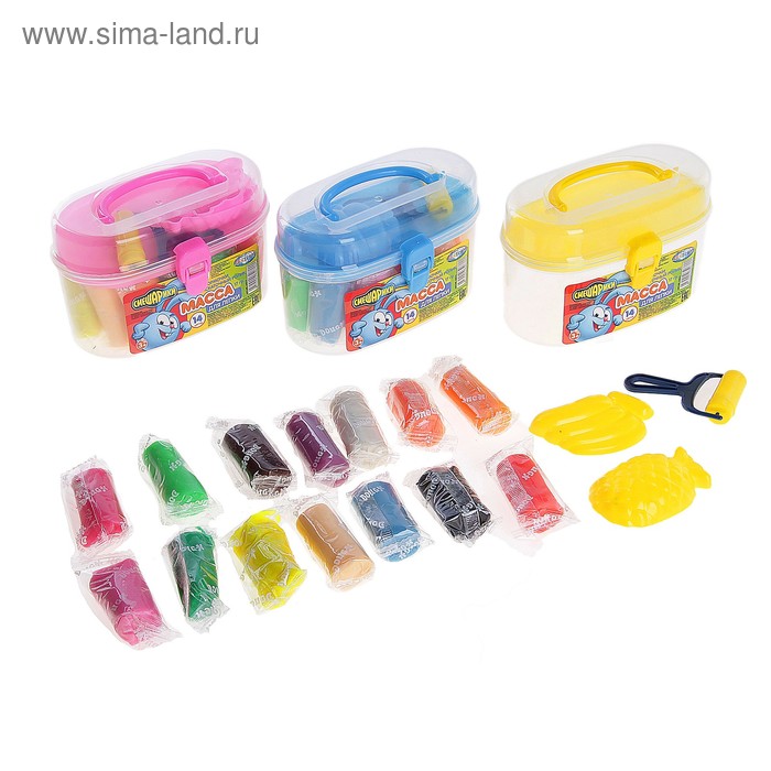 Набор теста в сундуке для лепки "Смешарики" 14 цветов - Фото 1