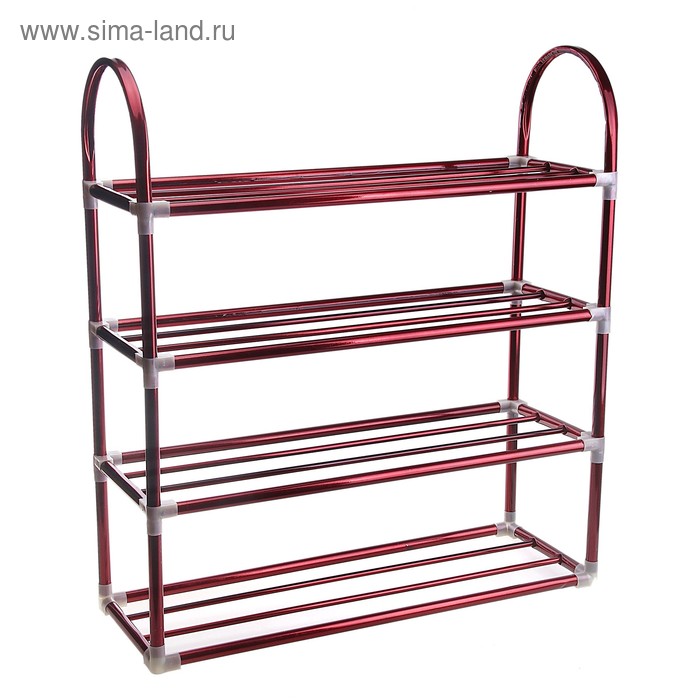 Обувница 4 яруса 60х20х72 см цвет бордовый - Фото 1