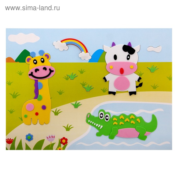 наклейка декоративная Смешные зверьки 21,5*29,5 см - Фото 1