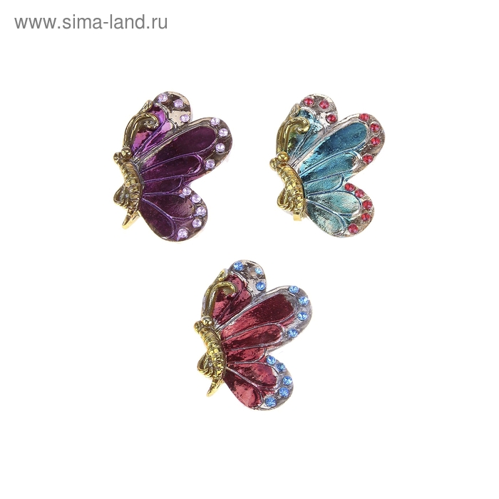 Магнит "Бабочка, перламутр со стразами" 5,5х3,8 см - Фото 1