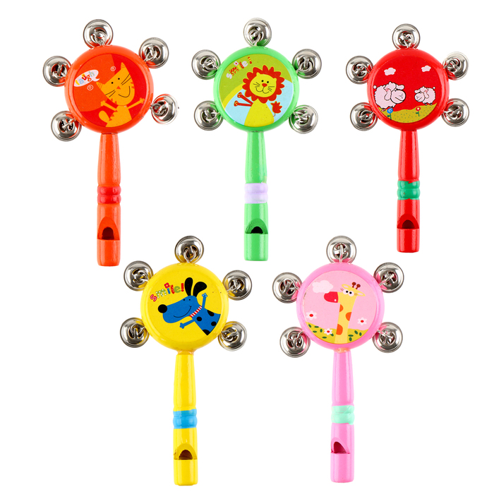 Погремушка музыкальная игрушка «Весёлые зверушки», с бубенцами, МИКС