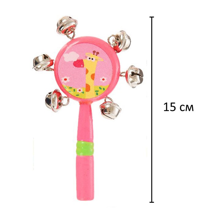 Погремушка музыкальная игрушка «Весёлые зверушки», с бубенцами, МИКС - Фото 1