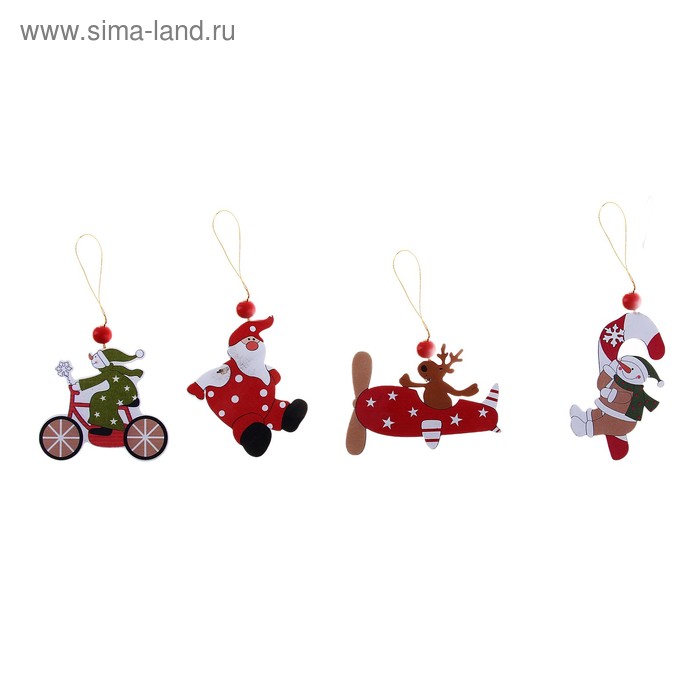 сувенир подвеска новогодняя (набор 4 шт) "Новогодняя" - Фото 1