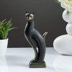 Фигура "Кошка Рысь"  чёрная с золотом 4,5х6,5х20см - Фото 1