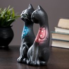 Фигура "Коты Влюбленные" с бантиками, чёрные с серебром 7,5х12х19см - Фото 2