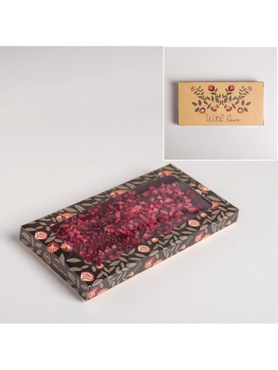 Коробка для шоколада, кондитерская упаковка «With love», с окном, 17.3 х 8.8 х 1.5 см