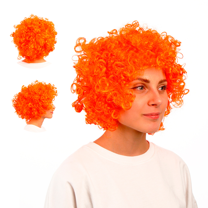Карнавальный парик «Объём», цвет оранжевый, 120 г - Фото 1