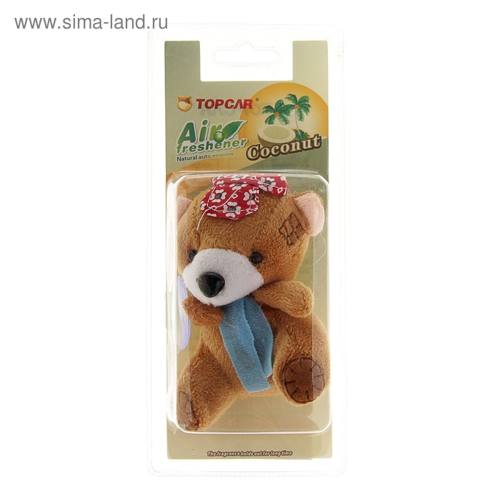 Ароматизатор "Мишка в кепке" TopCar, кокос - Фото 1