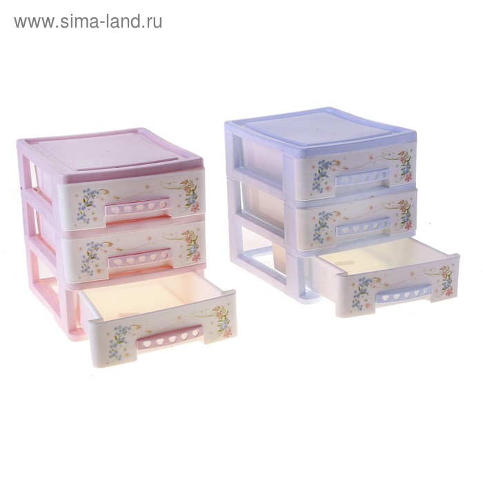 Мини-комод для мелочей «Цветочные мотивы», 3 секции, цвет МИКС - Фото 1