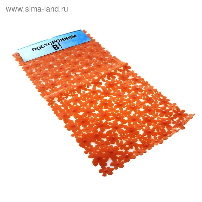 SPA-коврик для ванны на присосках «Цветочки», 33×63 см, цвет оранжевый - Фото 1