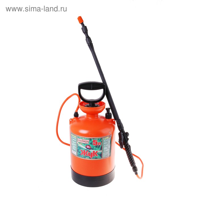 Опрыскиватель помповый ОП-207, 5 л, термоусадка, пластиковый брандспойт 208, «Жук» - Фото 1
