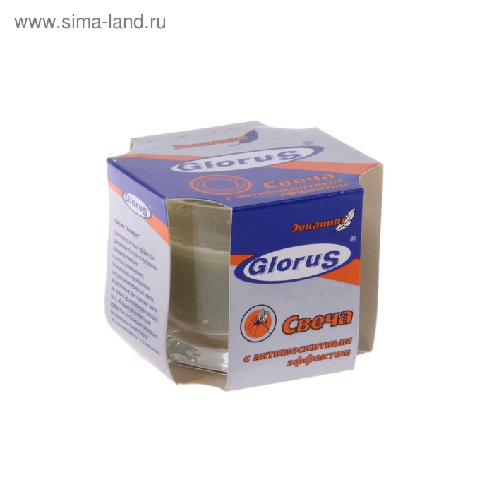 Свеча с антимоскитным эффектом ГЛОРУС ЭВКАЛИПТ зеленая - Фото 1