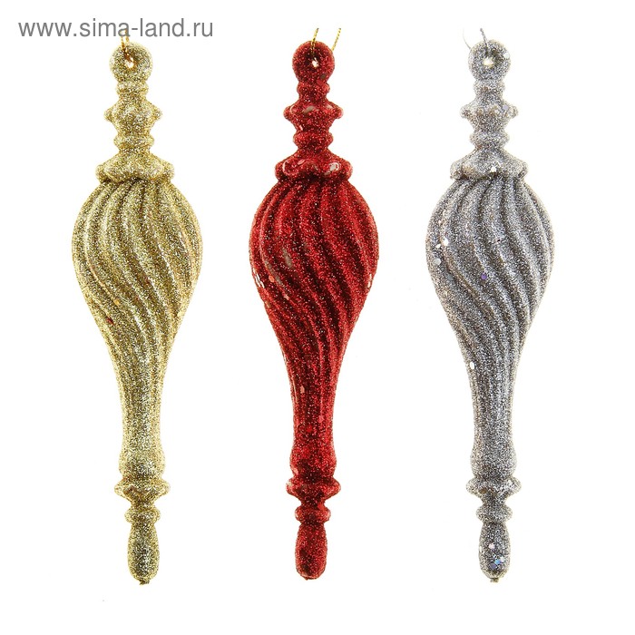 Украшение ёлочное "Сосулька царская" (набор 3 шт) 16 см - Фото 1