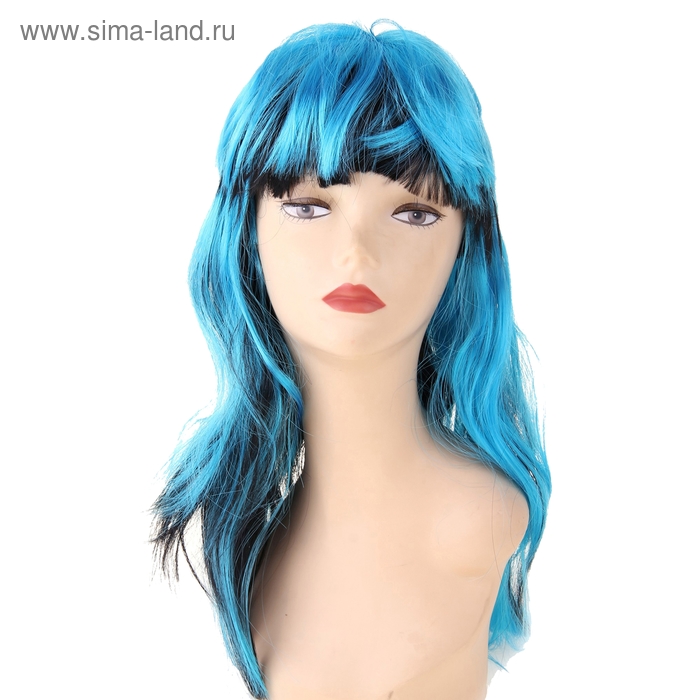 карнавал парик длинные волосы сине-черные - Фото 1